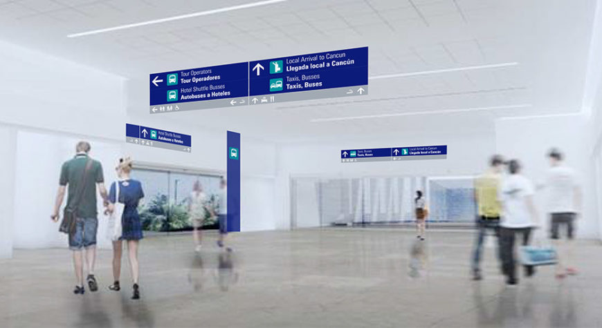 Wayfinding designed by Triagonal in Cancun Airport