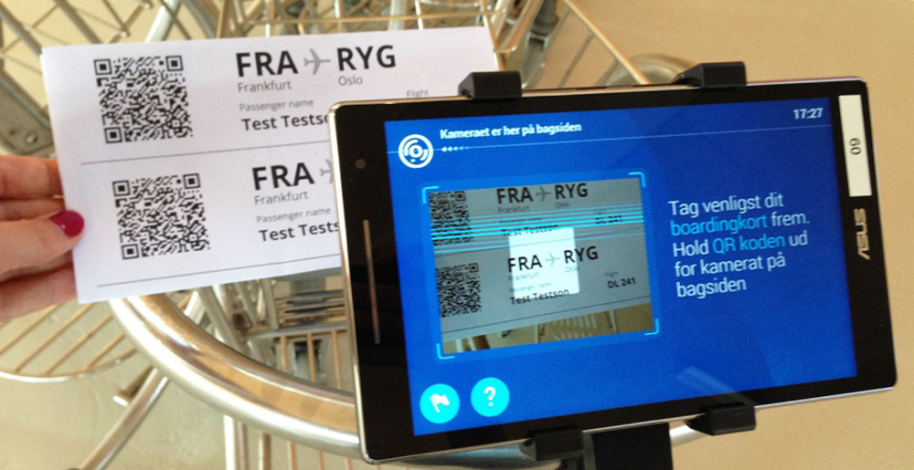 EASI scanning a boarding card