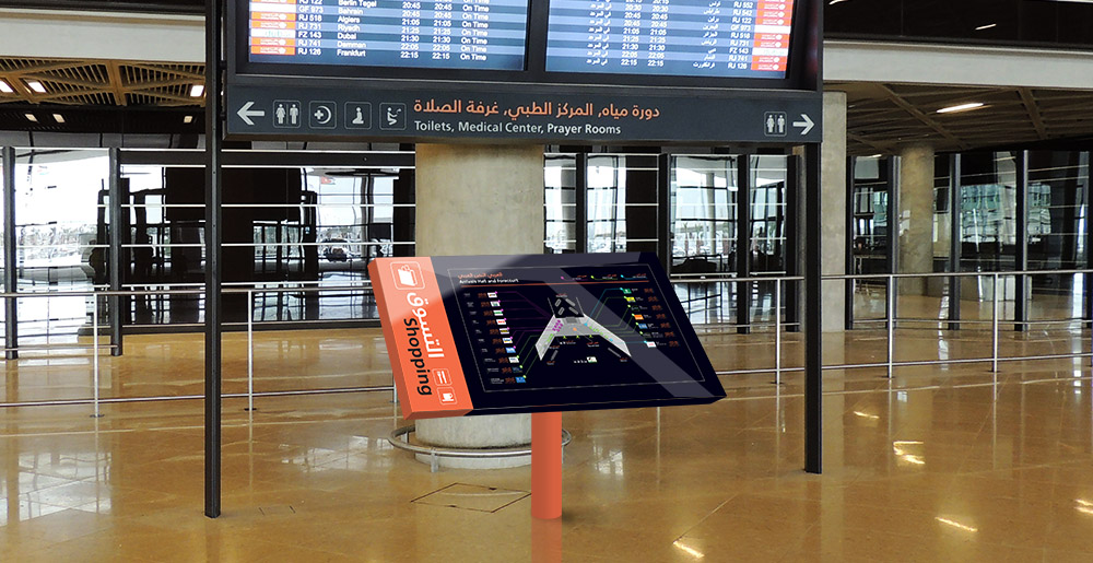 Overview map and digital flight information screen designed by Triagonal