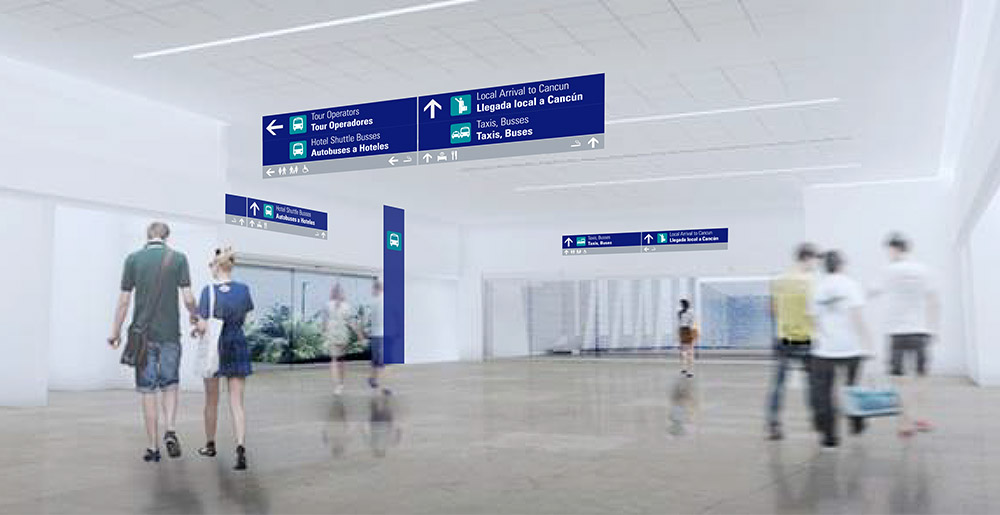 Wayfinding designed by Triagonal in Cancun Airport