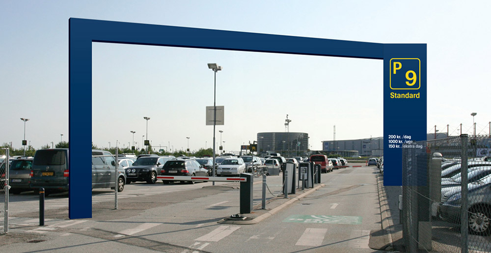 Entrance to parking area at Copenhagen Airport