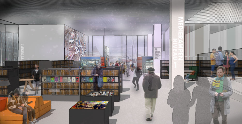 Rendering of the library at DOKK 1