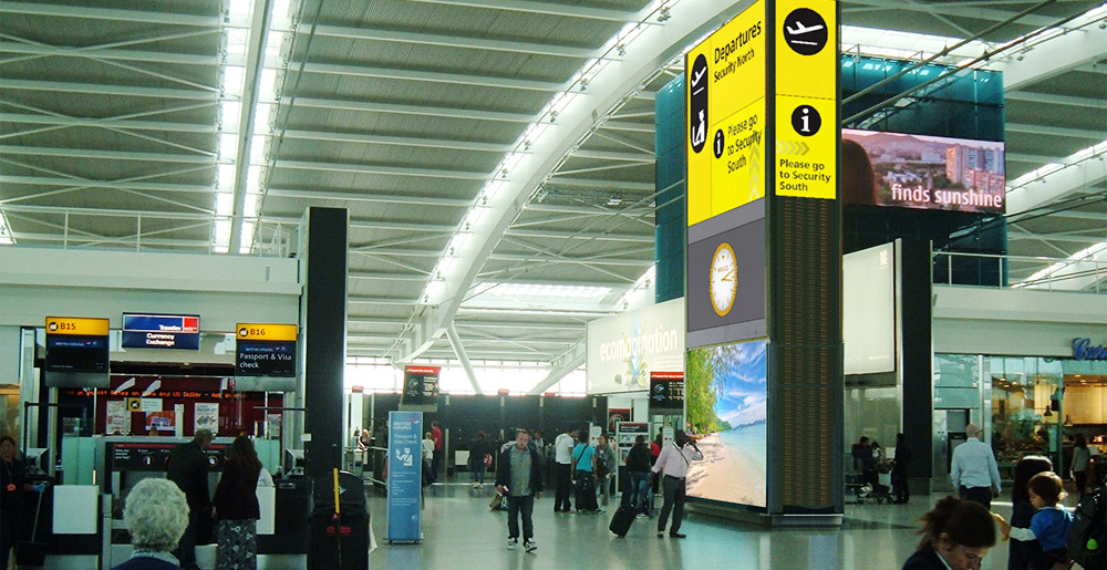 Information pylon at Heathrow Airport