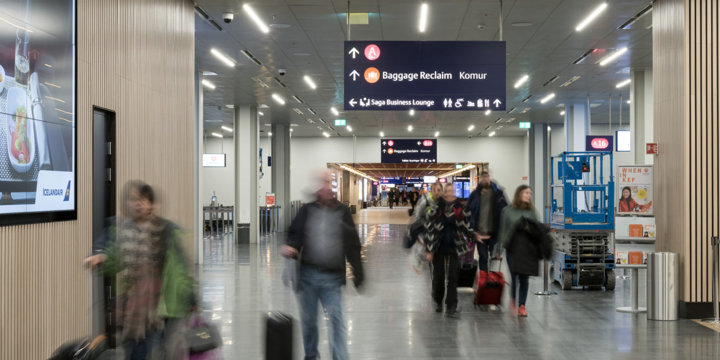 Directional signage designed by Triagonal at Keflavik Airport