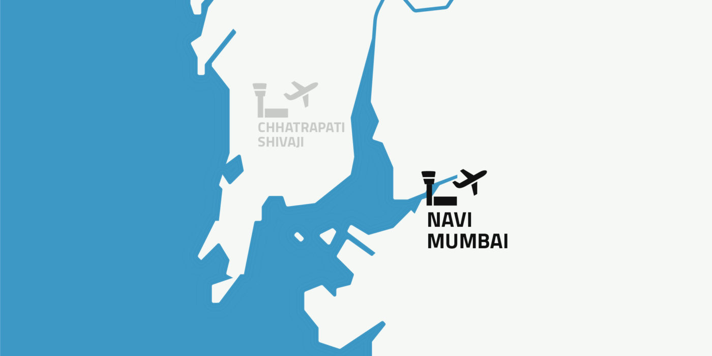 Map showing the placement of the new Navi Mumbai International Airport