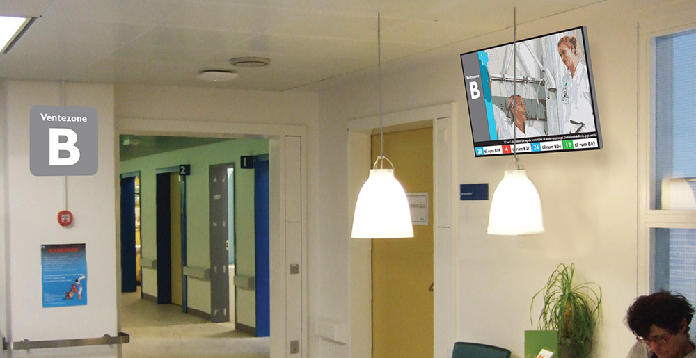 Locational signage at Nordsjaellands Hospital designed by Triagonal
