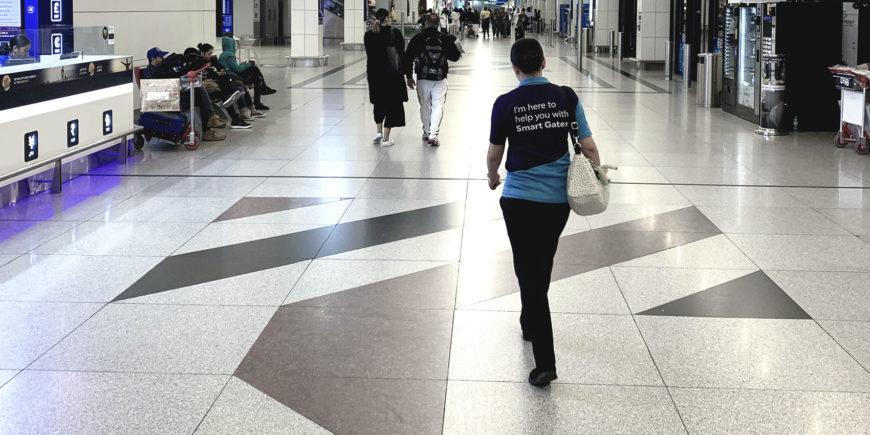 Employee walking in Dubai Airport