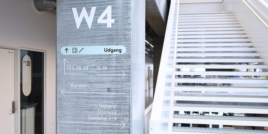Wayfinding signage designed by Trigaonal for UCC University College